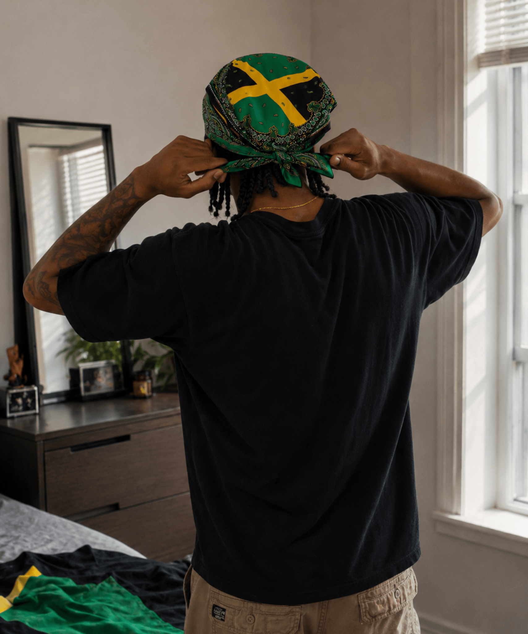 Jamaica Flag Paisley Print Bandana All-Over Print Bandana La Vie Bien Jamaica Flag Paisley Print Bandana