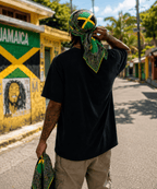 Jamaica Flag Paisley Print Bandana All-Over Print Bandana La Vie Bien Jamaica Flag Paisley Print Bandana