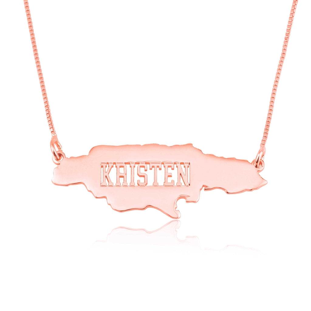 Jamaica Map Necklace With Name