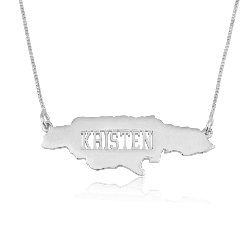 Jamaica Map Necklace With Name La Vie Bien Jamaica Map Necklace With Name
