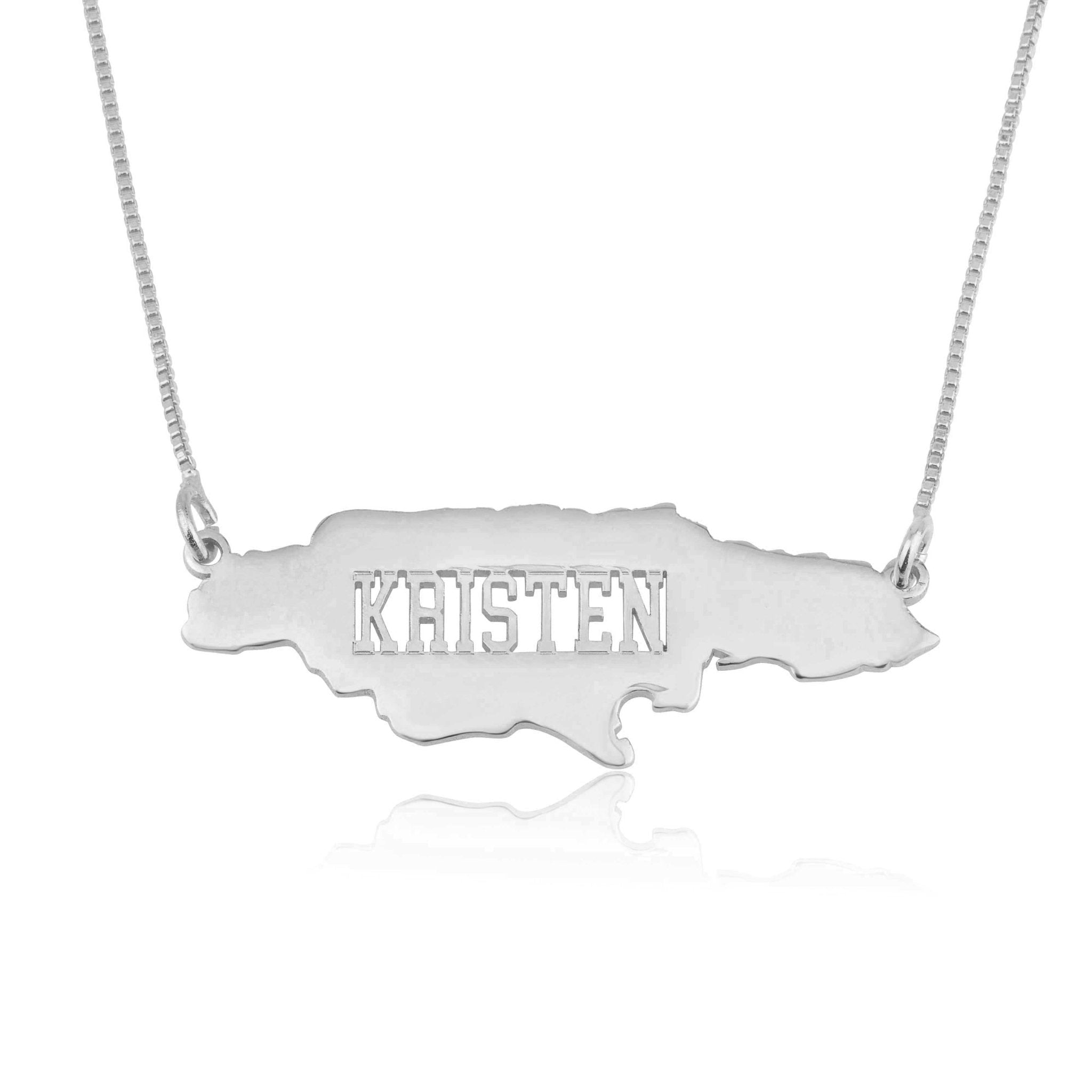 Jamaica Map Necklace With Name La Vie Bien Jamaica Map Necklace With Name