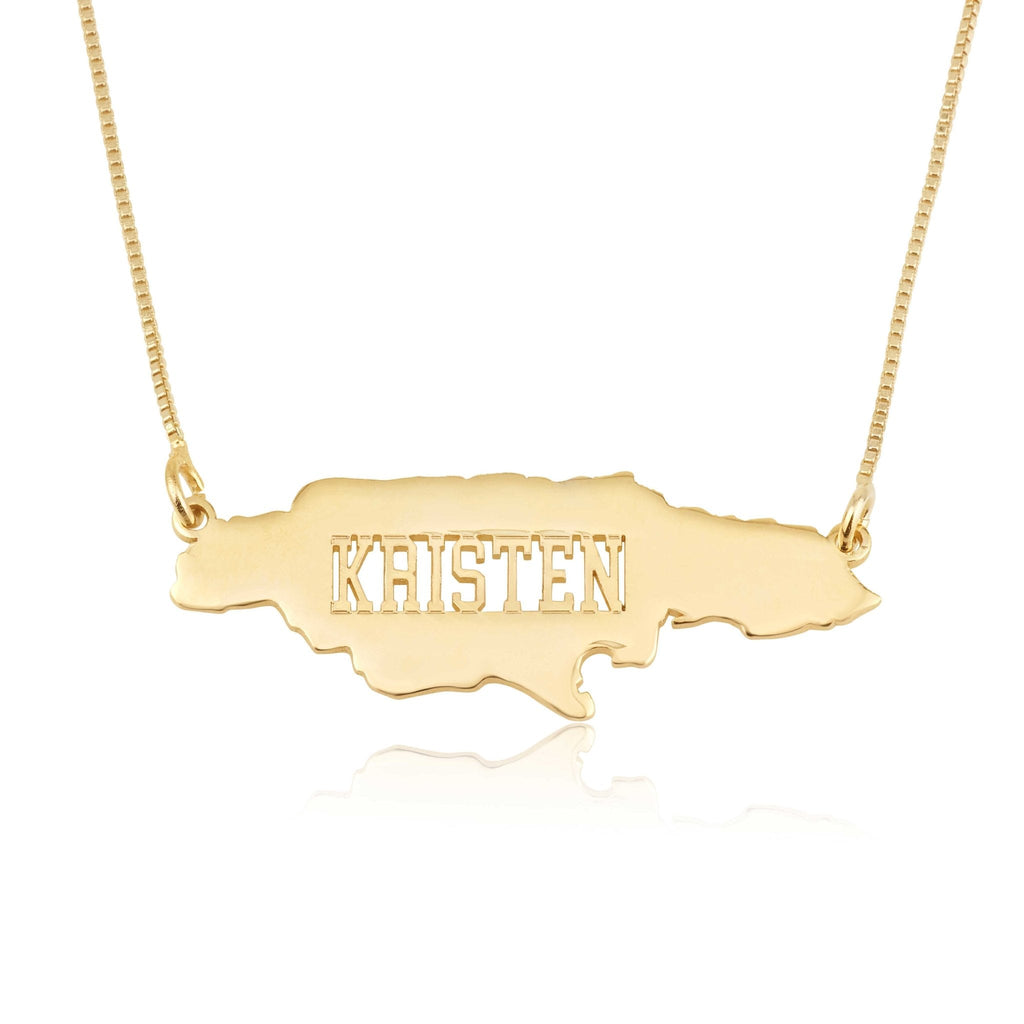 Jamaica Map Necklace With Name La Vie Bien Jamaica Map Necklace With Name