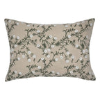 Jameera Linen Floral Throw Pillow Cover, Olive on Natural by White Cliff Studio