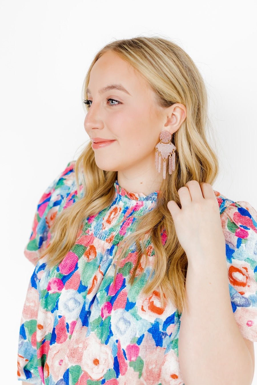 Janelle Statement Earrings - Blush Glitter