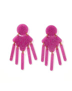 Janelle Statement Earrings - Magenta Glitter