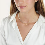 Japanese Half Pearls Half Paperclip Name Necklace La Vie Bien Japanese Half Pearls Half Paperclip Name Necklace