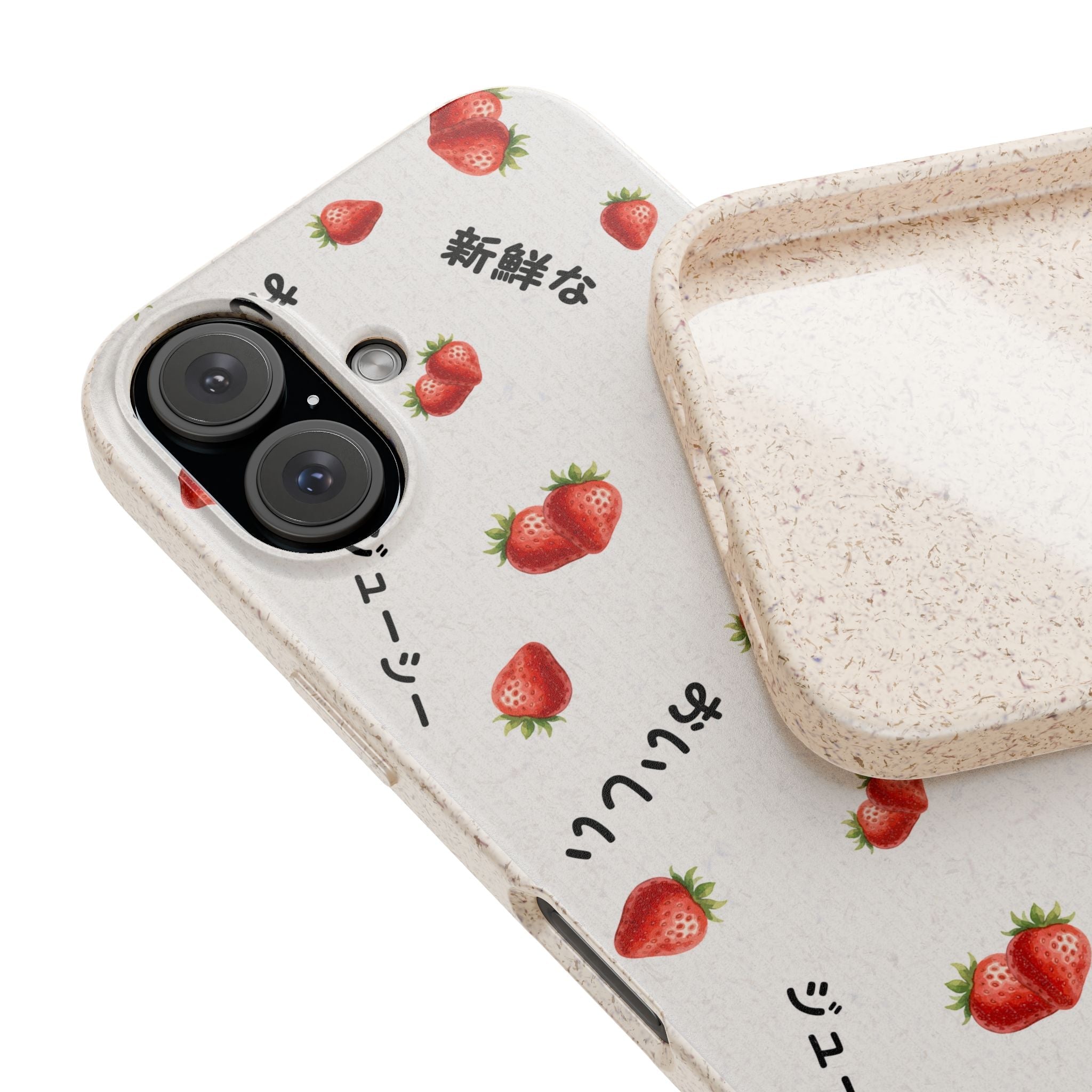 Japanese strawberries Eco Biodegradable Phone Case Phone Case La Vie Bien Japanese strawberries Eco Biodegradable Phone Case