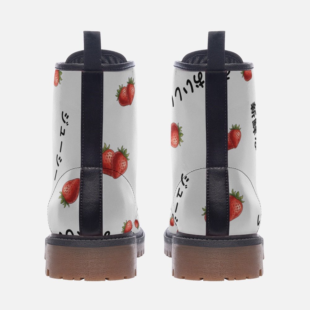 Japanese strawberry いちご wide fit vegan leather boots, Casual Leather Lightweight boots Shoes La Vie Bien Japanese strawberry いちご wide fit vegan leather boots, Casual Leather Lightweight boots