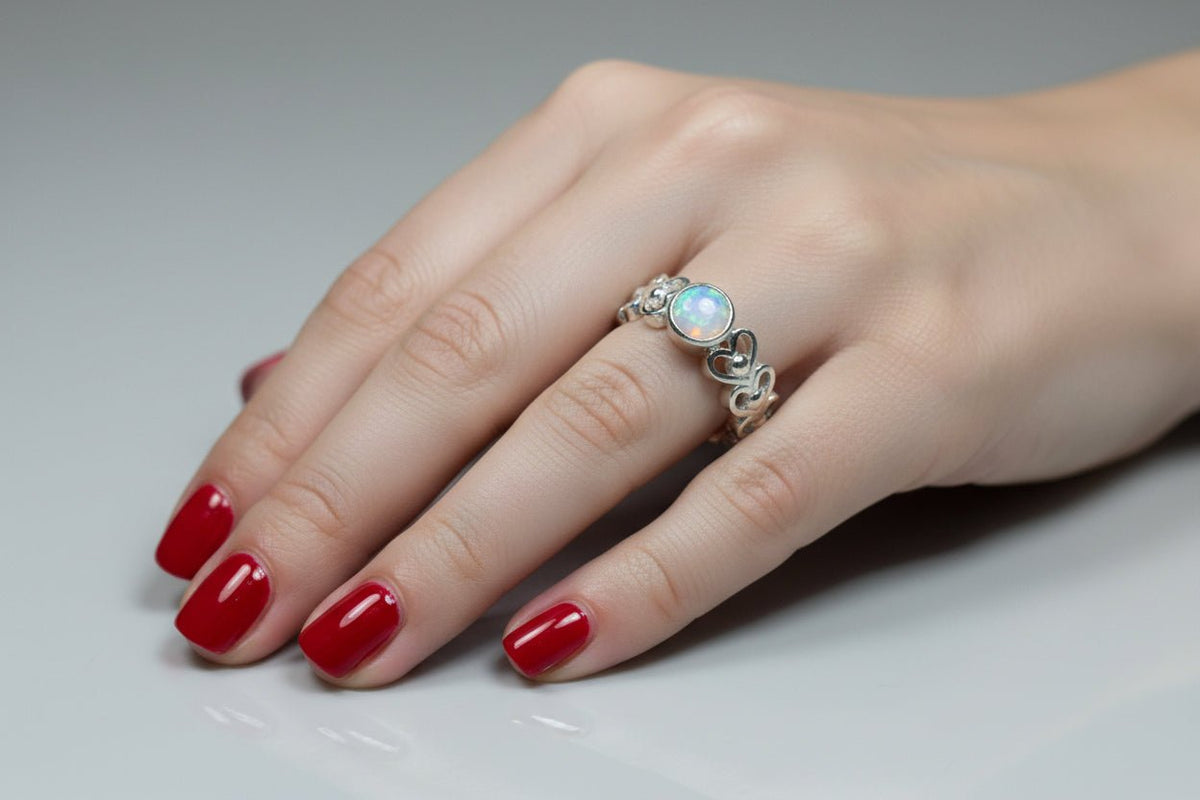 Jarida Celtic Love Knot Ring with Moonstone Ring La Vie Bien Jarida Celtic Love Knot Ring with Moonstone