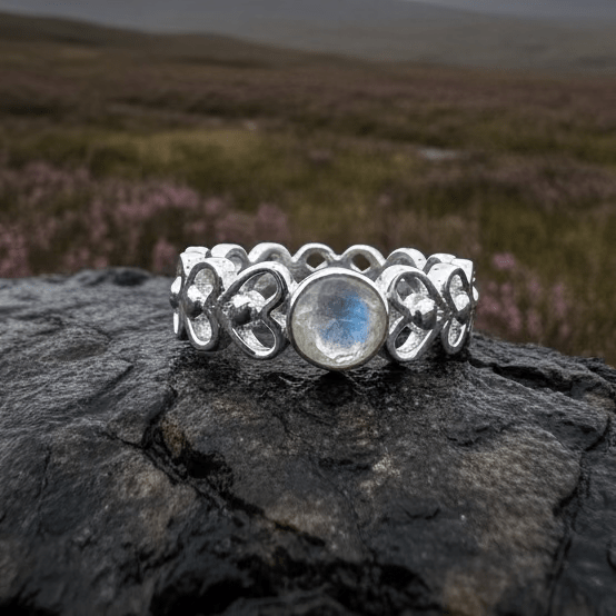 Jarida Celtic Love Knot Ring with Moonstone Ring La Vie Bien Jarida Celtic Love Knot Ring with Moonstone