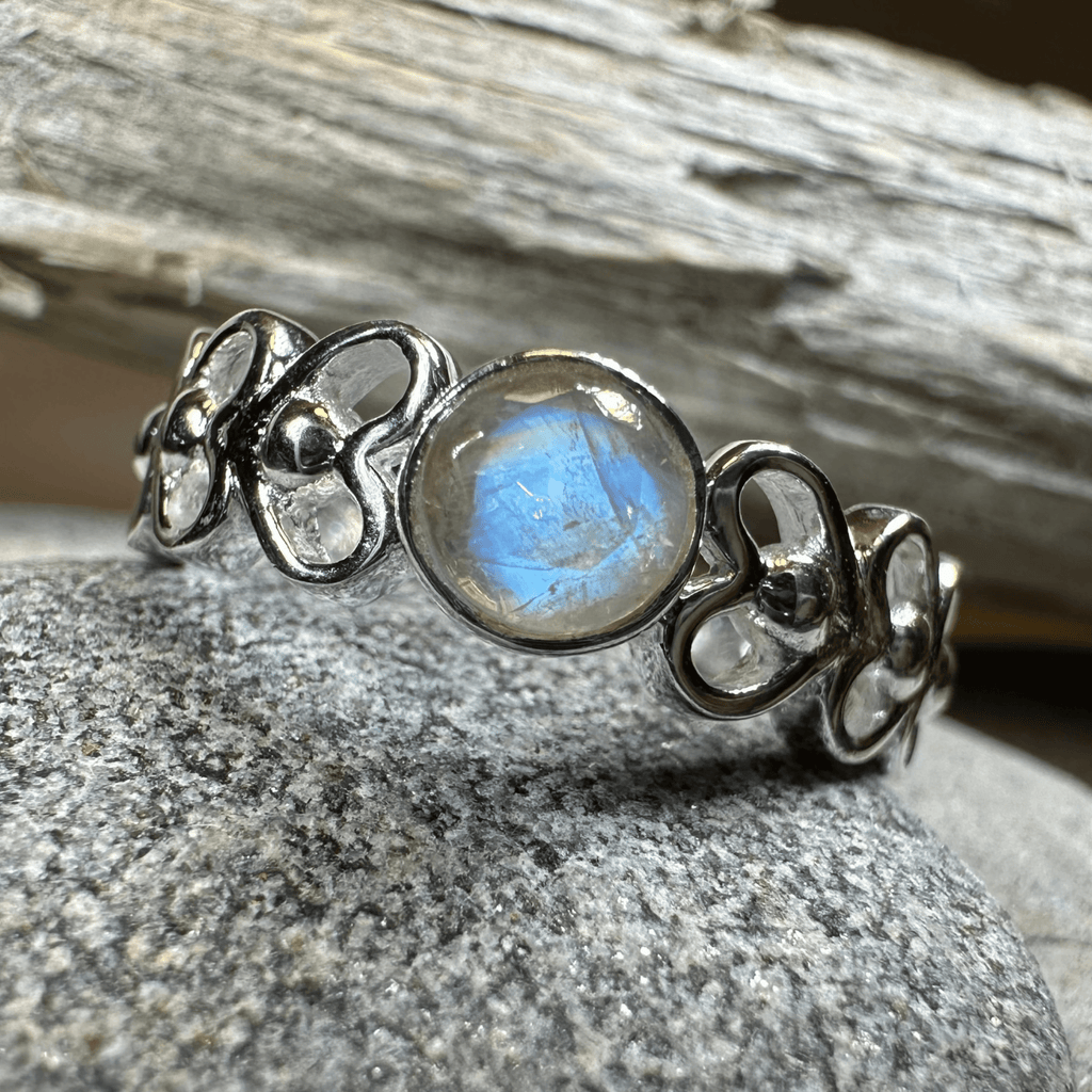Jarida Celtic Love Knot Ring with Moonstone Ring La Vie Bien Jarida Celtic Love Knot Ring with Moonstone