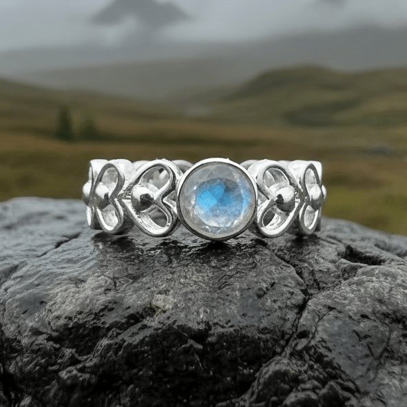 Jarida Celtic Love Knot Ring with Moonstone Ring La Vie Bien Jarida Celtic Love Knot Ring with Moonstone