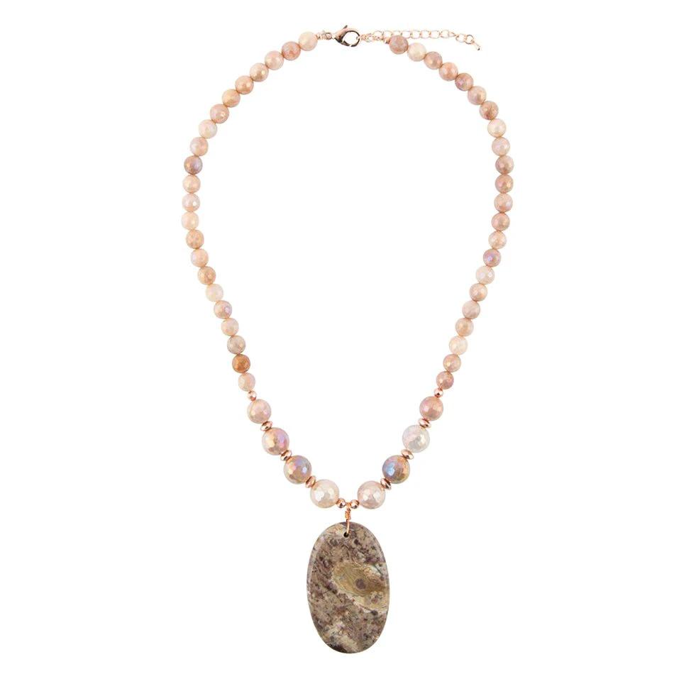 Jasper Slab in Pink Necklace by Barse Jewelry
