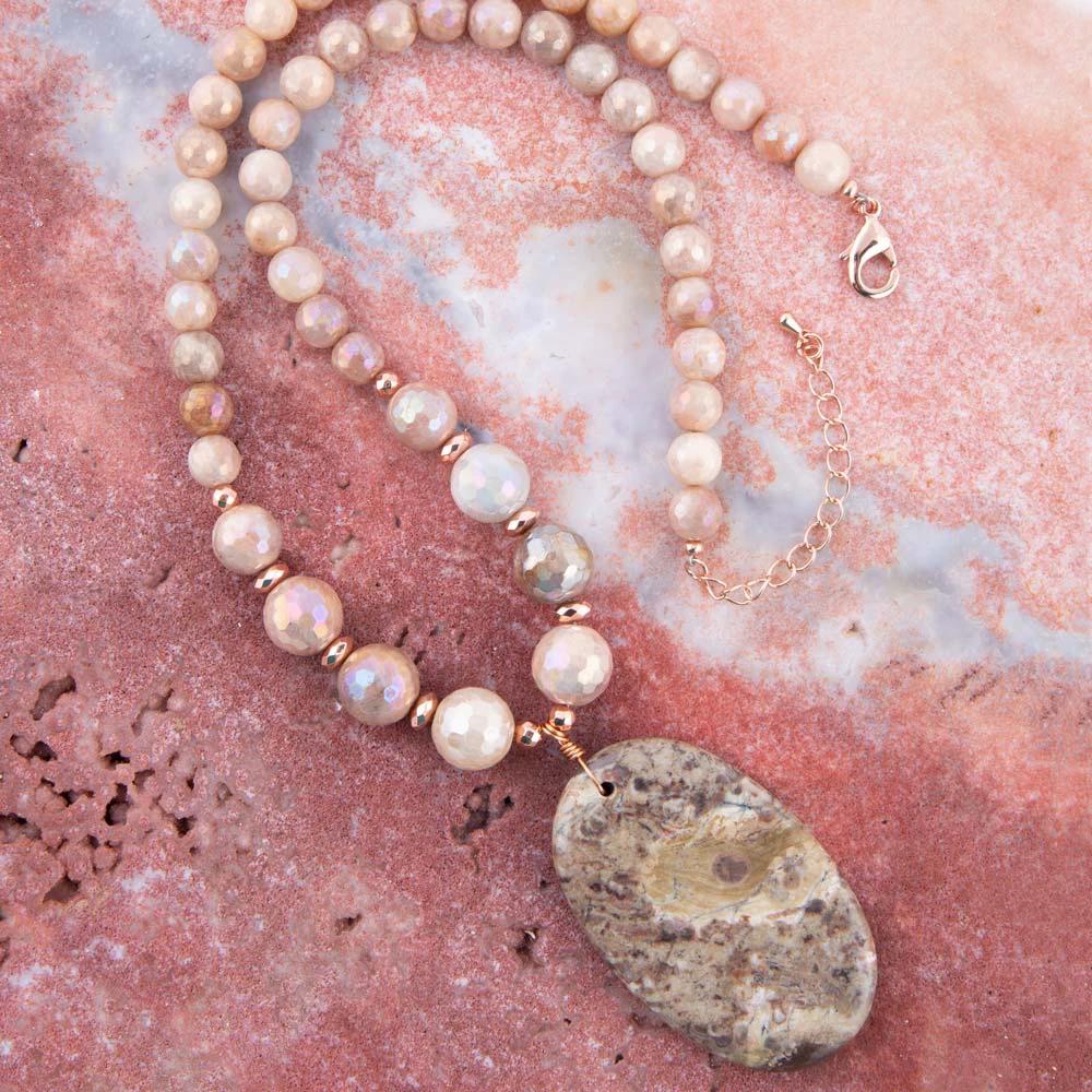 Jasper Slab in Pink Necklace by Barse Jewelry