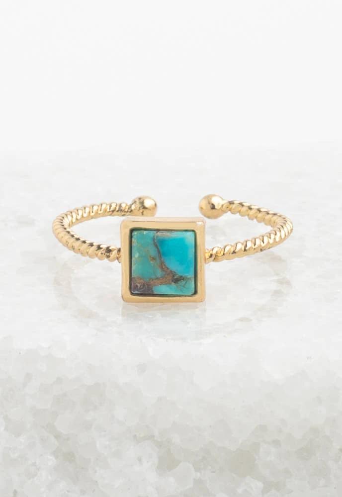 Jayne Square Turquoise Ring by Ethical Trade Co