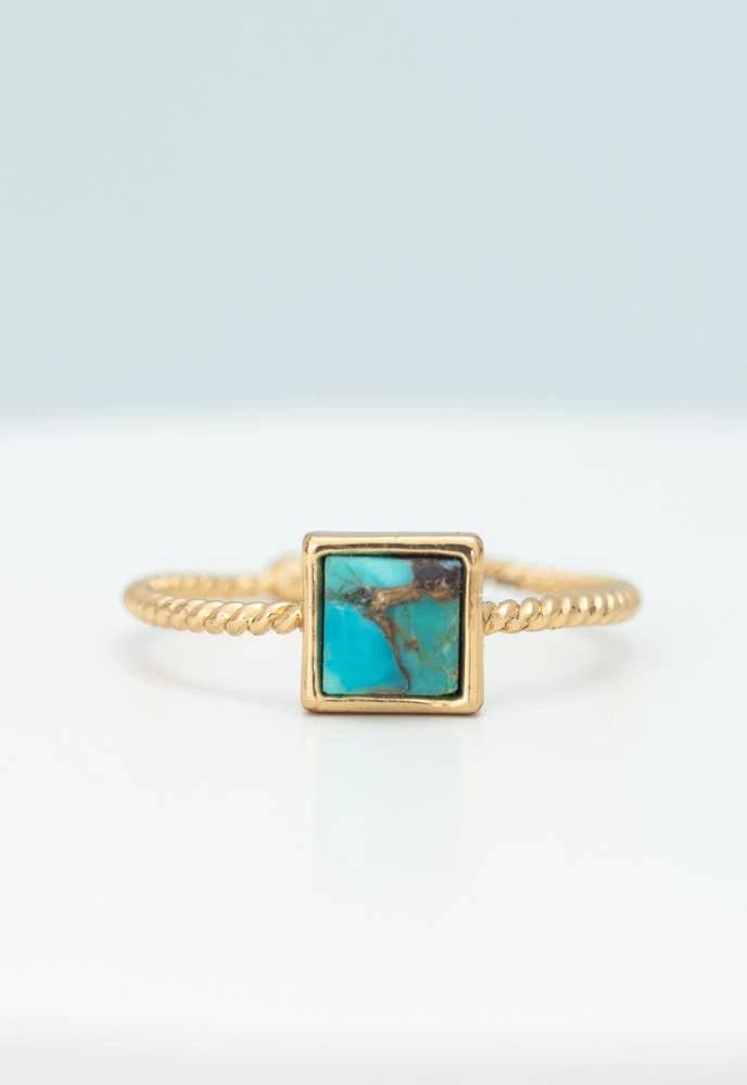 Jayne Square Turquoise Ring by Ethical Trade Co