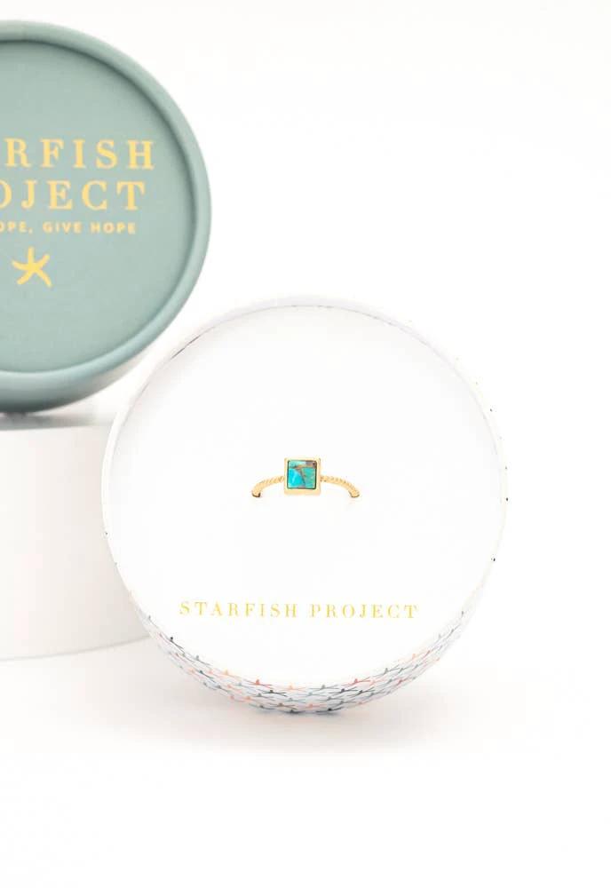 Jayne Square Turquoise Ring by Ethical Trade Co