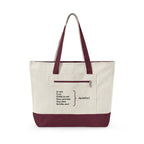 Je suis épuisée Zippered Canvas Tote, French Phrase Cotton Zip Bag