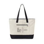 Je suis épuisée Zippered Canvas Tote, French Phrase Cotton Zip Bag