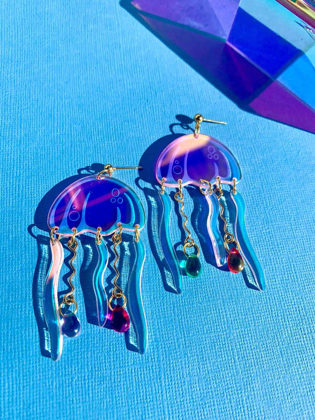 Jellyfish Acrylic Statement Earrings Earrings La Vie Bien Jellyfish Acrylic Statement Earrings