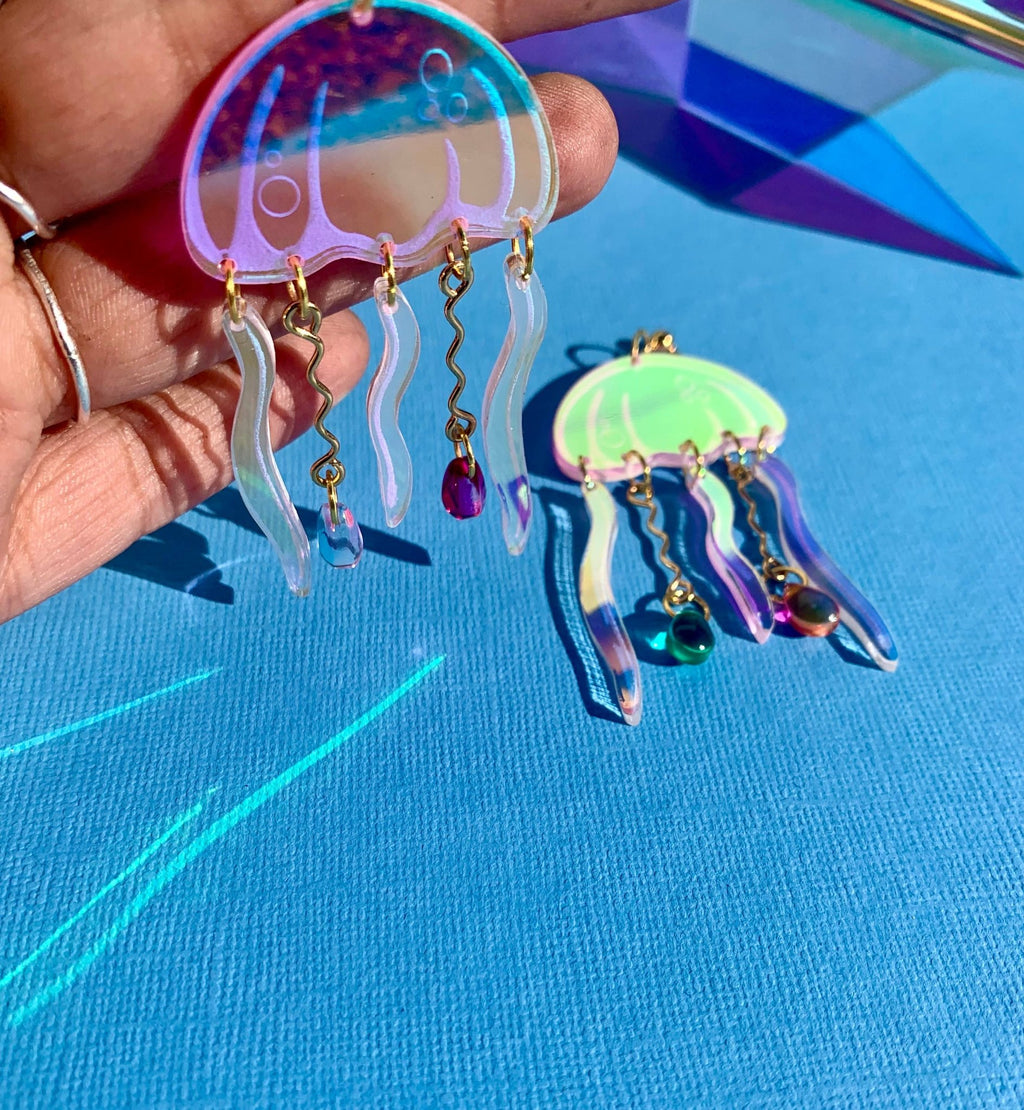 Jellyfish Acrylic Statement Earrings Earrings La Vie Bien Jellyfish Acrylic Statement Earrings