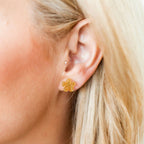 Jenna Stud Earrings - Flower Gold Glitter