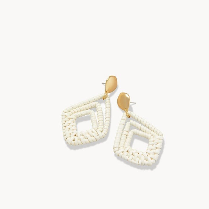 Jesse Wicker Earrings - White Jewelry La Vie Bien Jesse Wicker Earrings - White