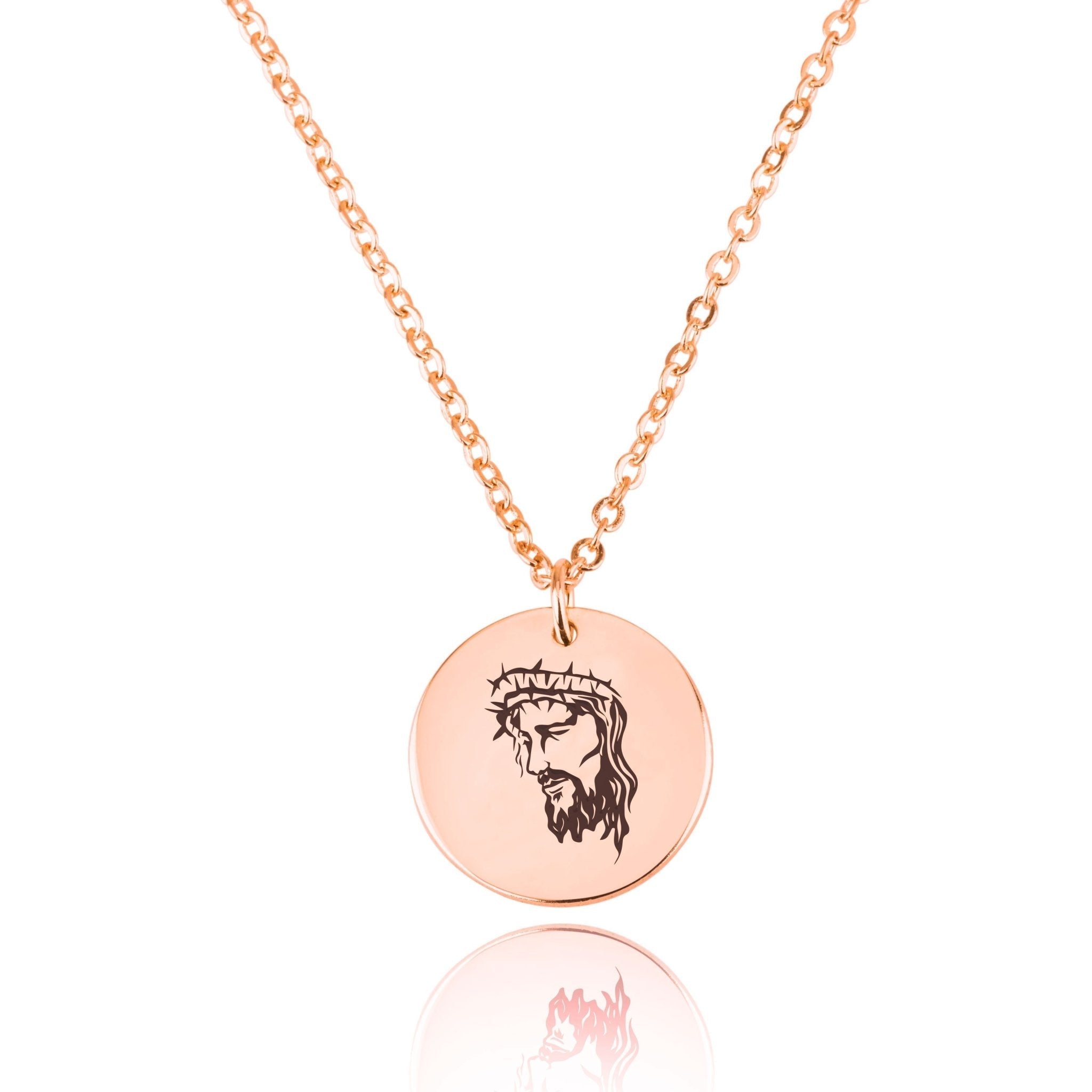 Jesus Engraving Disc Necklace La Vie Bien Jesus Engraving Disc Necklace