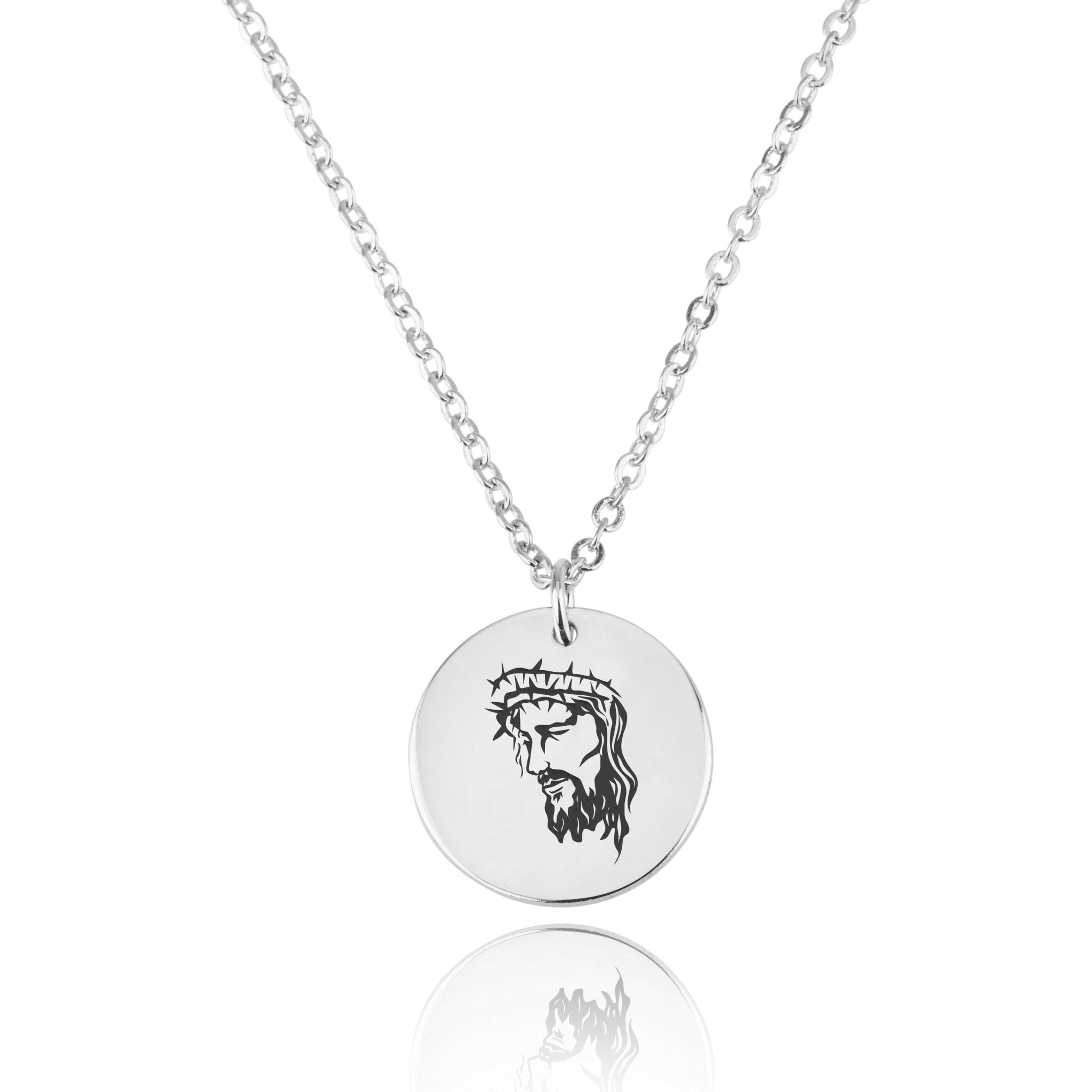Jesus Engraving Disc Necklace La Vie Bien Jesus Engraving Disc Necklace