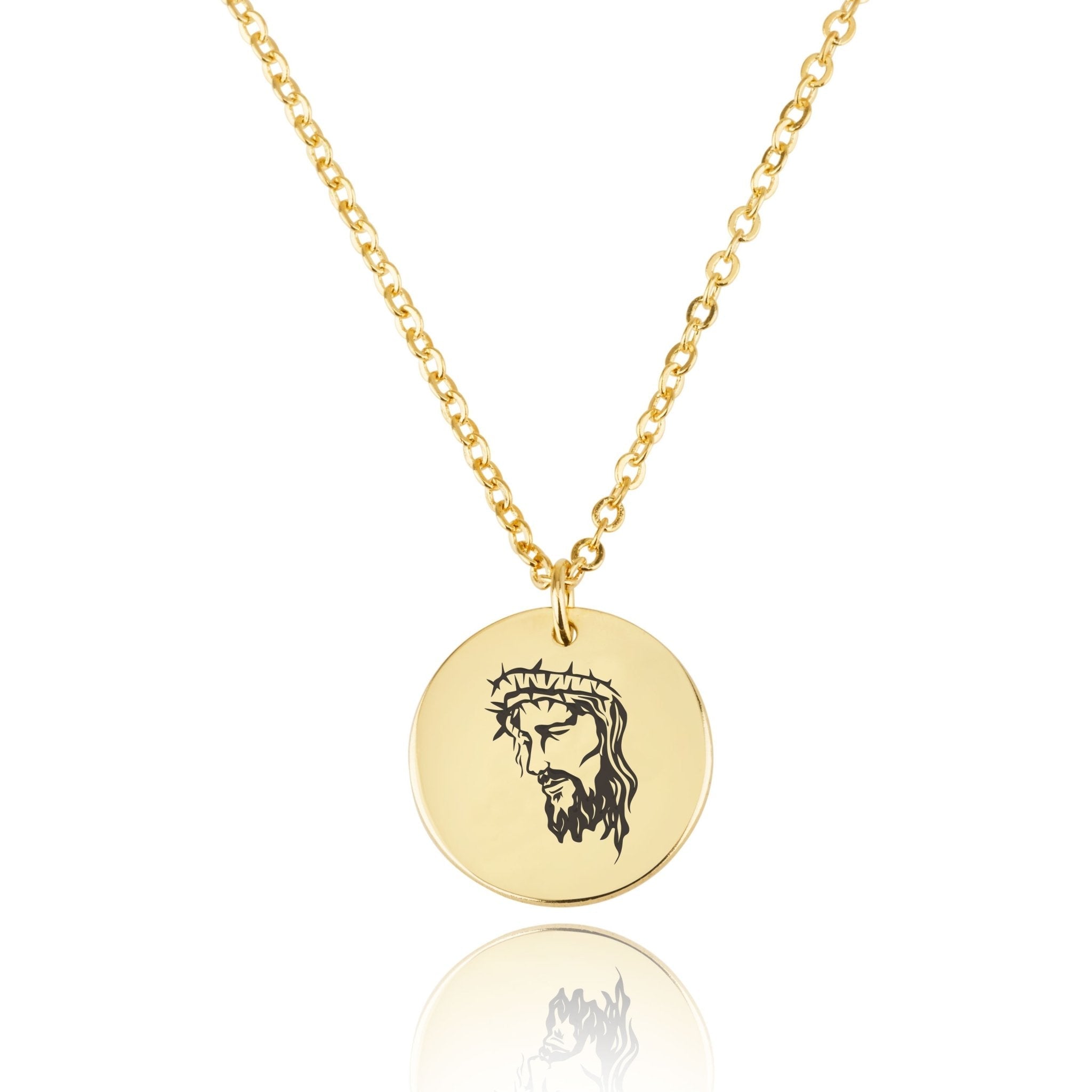 Jesus Engraving Disc Necklace La Vie Bien Jesus Engraving Disc Necklace