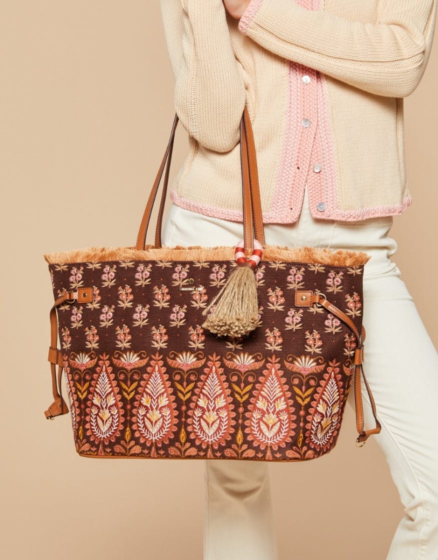 Jetsetter Tote - Pink House Boho Paisley Purses & Bags La Vie Bien Jetsetter Tote - Pink House Boho Paisley
