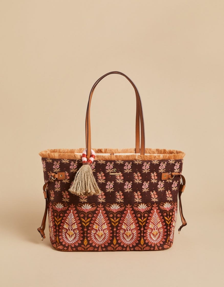 Jetsetter Tote - Pink House Boho Paisley Purses & Bags La Vie Bien Jetsetter Tote - Pink House Boho Paisley