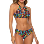 Jewel Pattern Halter Bikini – Adjustable Two Piece Swimsuit by SALE-Personal Design