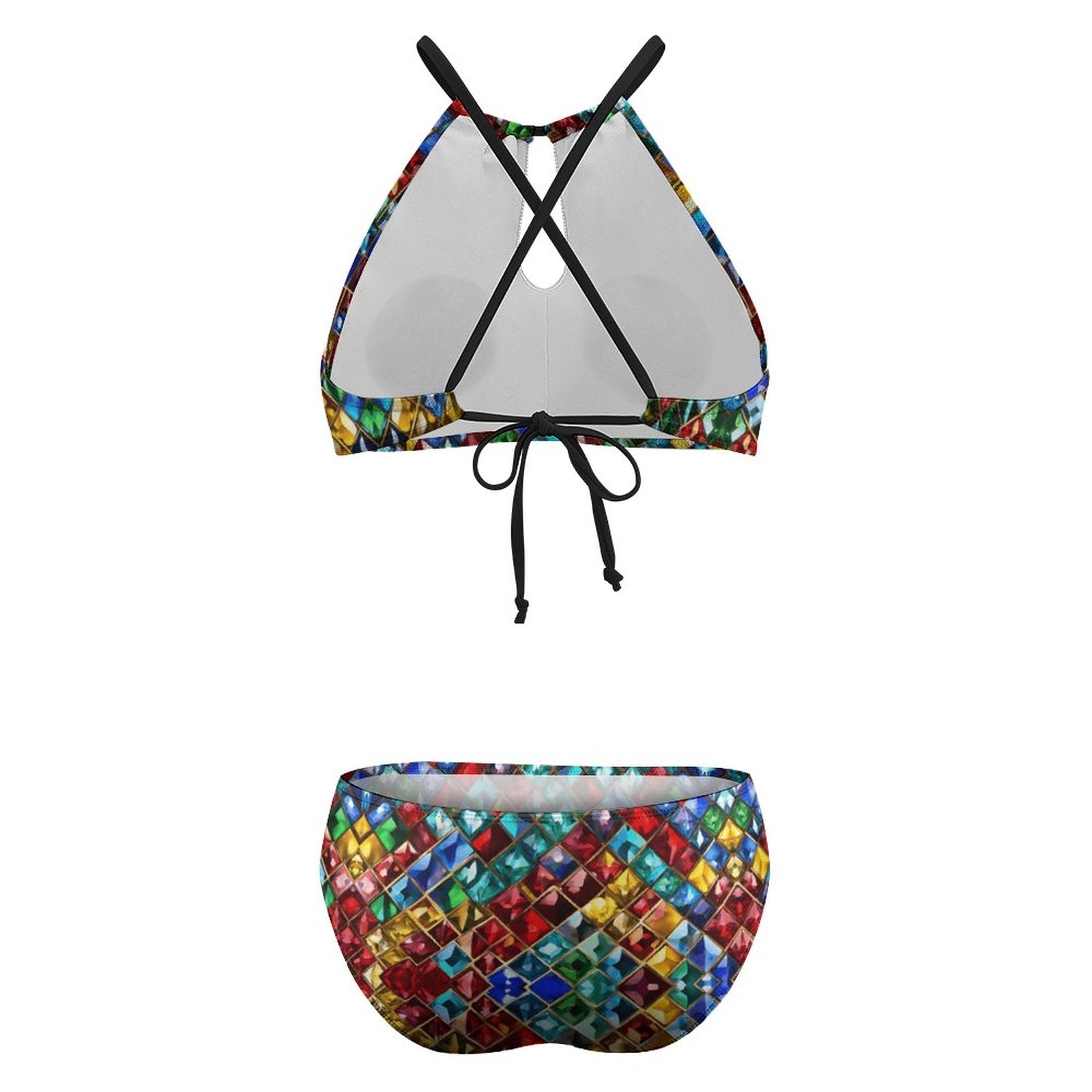 Jewel Pattern Halter Bikini – Adjustable Two Piece Swimsuit