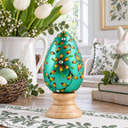 Jeweled Green Flowers Wooden Easter Egg Easter Eggs > Wooden > Singles La Vie Bien Jeweled Green Flowers Wooden Easter Egg