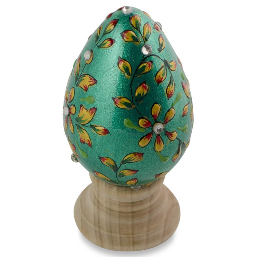 Jeweled Green Flowers Wooden Easter Egg Easter Eggs > Wooden > Singles La Vie Bien Jeweled Green Flowers Wooden Easter Egg