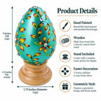Jeweled Green Flowers Wooden Easter Egg Easter Eggs > Wooden > Singles La Vie Bien Jeweled Green Flowers Wooden Easter Egg