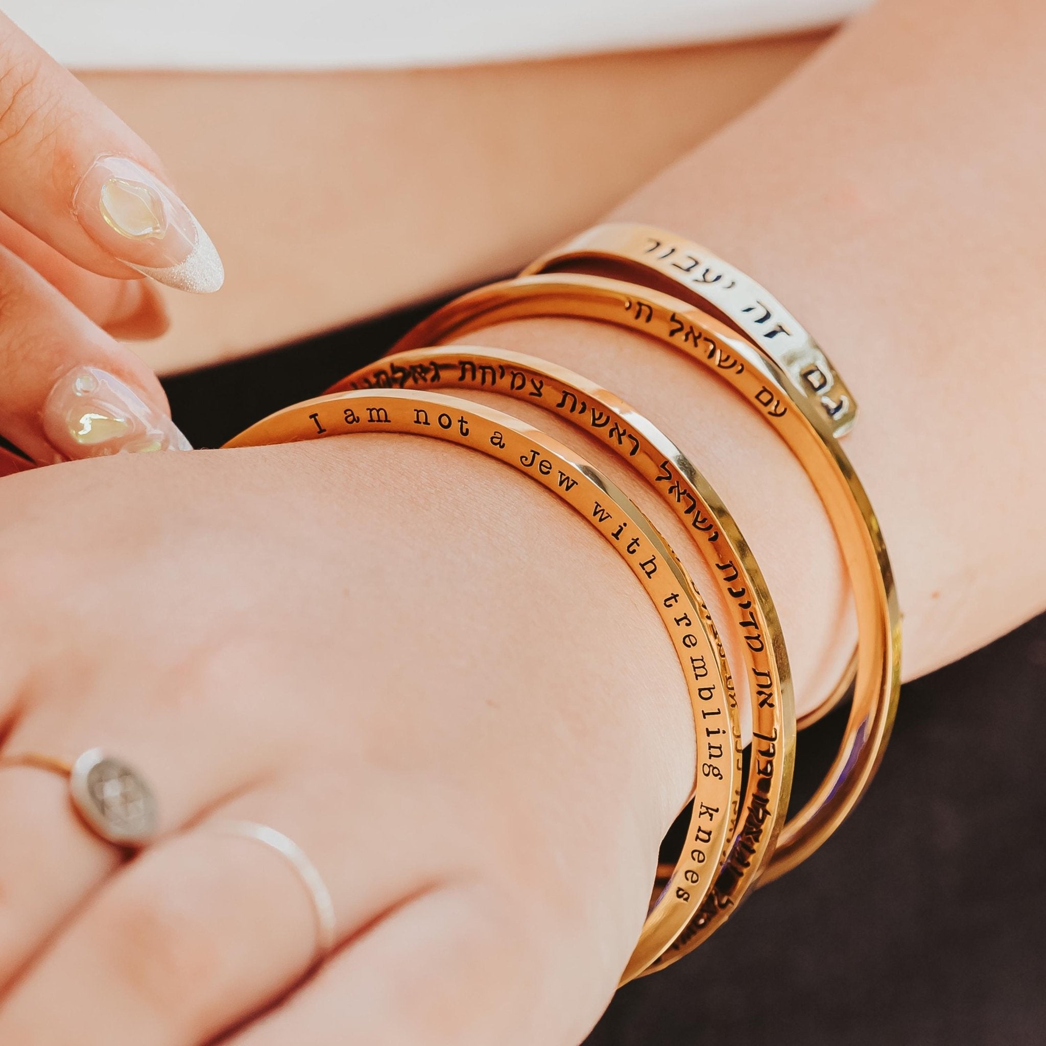 Jewish Joy is an Act of Resistance Discreet Bangle Bracelet Strength & Pride La Vie Bien Jewish Joy is an Act of Resistance Discreet Bangle Bracelet