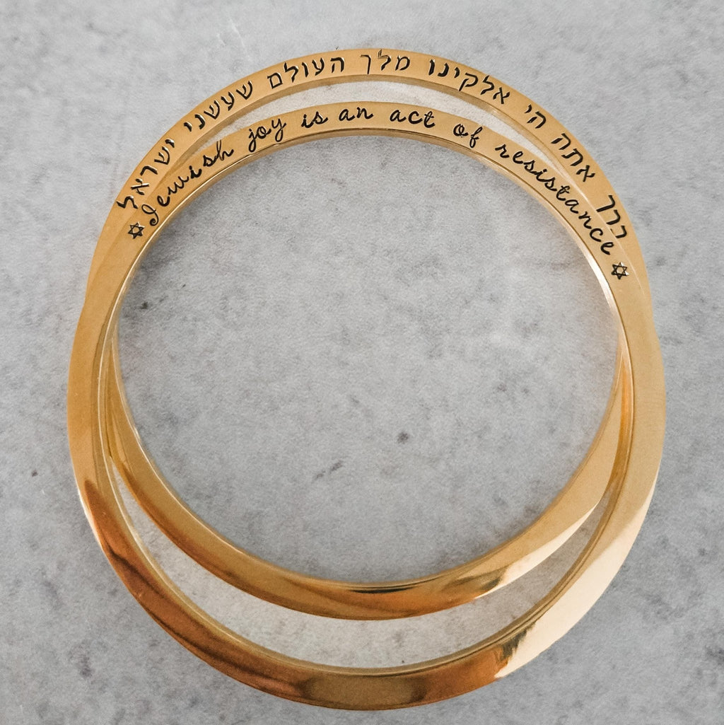Jewish Joy is an Act of Resistance Discreet Bangle Bracelet Strength & Pride La Vie Bien Jewish Joy is an Act of Resistance Discreet Bangle Bracelet