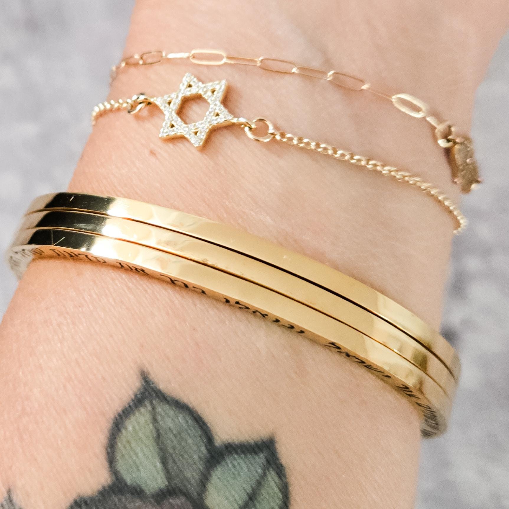 Jewish Joy is an Act of Resistance Discreet Bangle Bracelet Strength & Pride La Vie Bien Jewish Joy is an Act of Resistance Discreet Bangle Bracelet