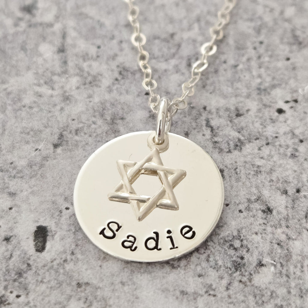 Jewish Name Necklace with Magen David