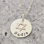 Jewish Name Necklace with Magen David by Salt Sparkle Shalom