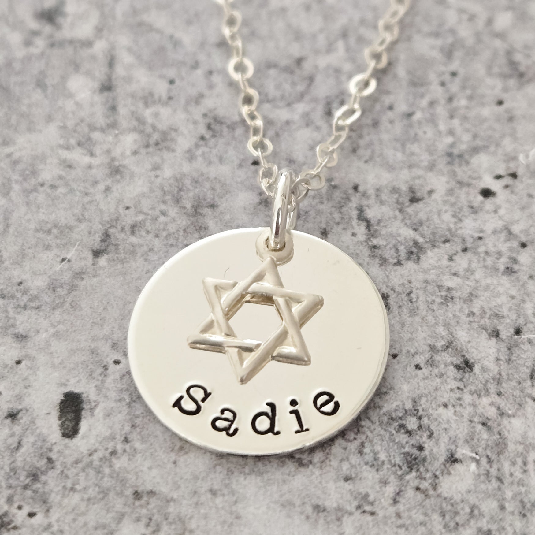Jewish Name Necklace with Magen David