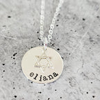 Jewish Name Necklace with Magen David by Salt Sparkle Shalom