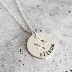 Jewish Name Necklace with Magen David by Salt Sparkle Shalom