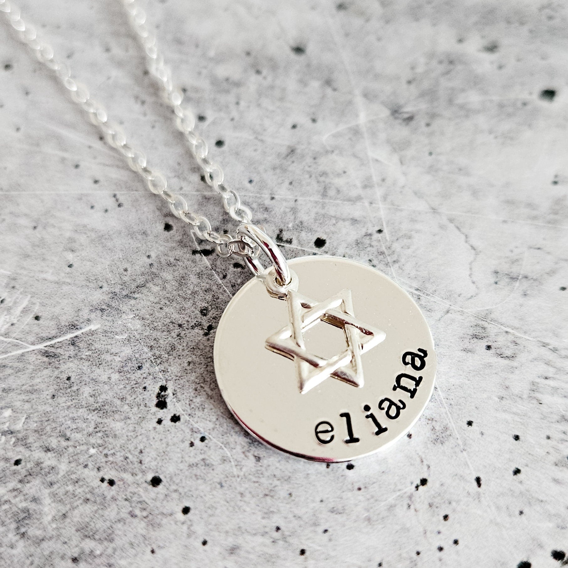 Jewish Name Necklace with Magen David