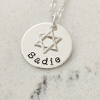 Jewish Name Necklace with Magen David by Salt Sparkle Shalom