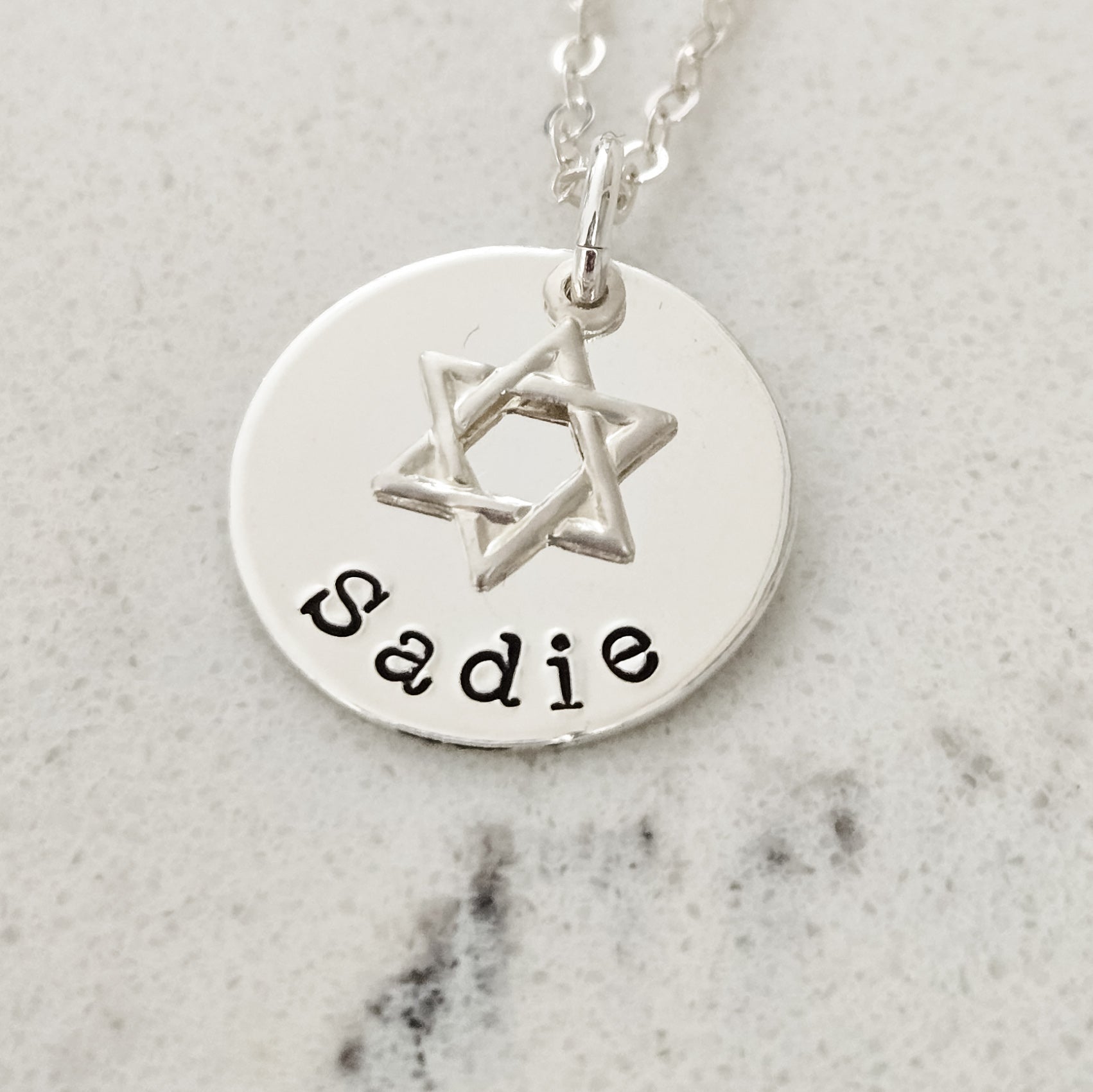 Jewish Name Necklace with Magen David