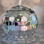Jewnicorn Rainbow Disco Ball Drink Tumbler by Salt Sparkle Shalom