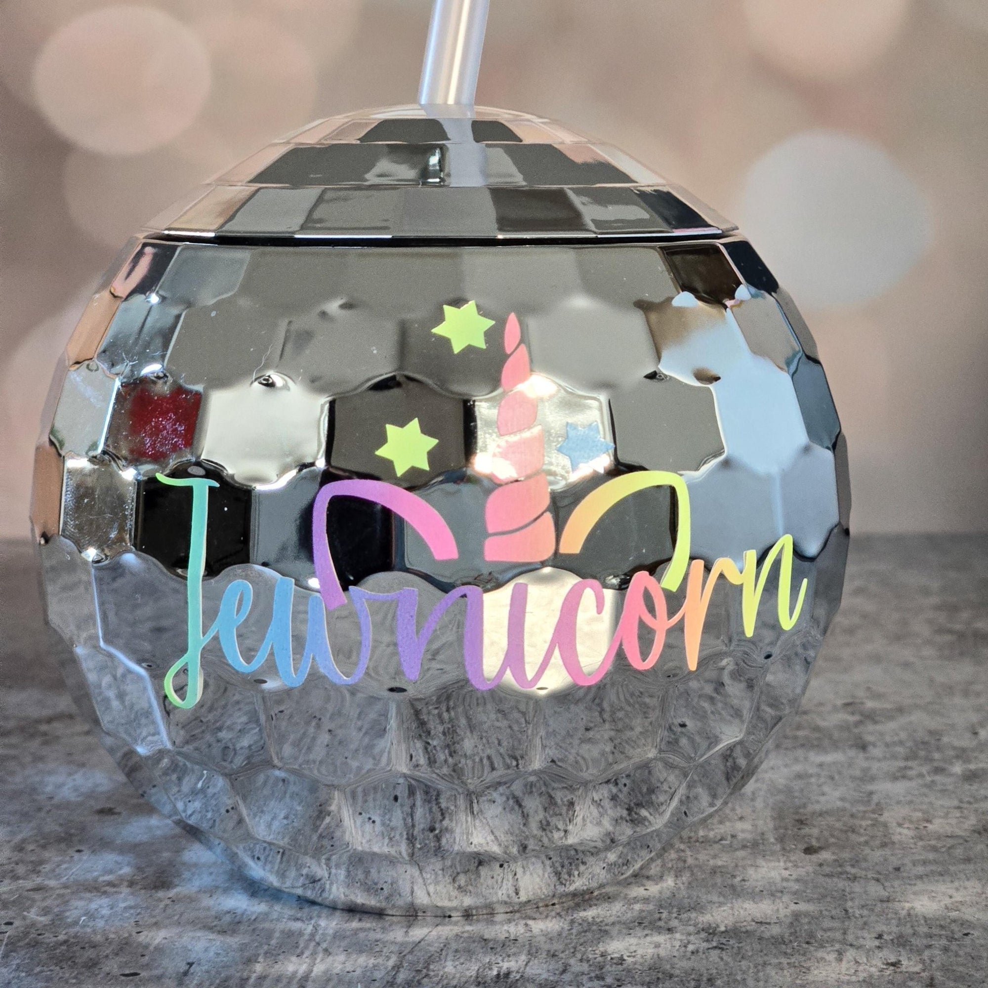 Jewnicorn Rainbow Disco Ball Drink Tumbler